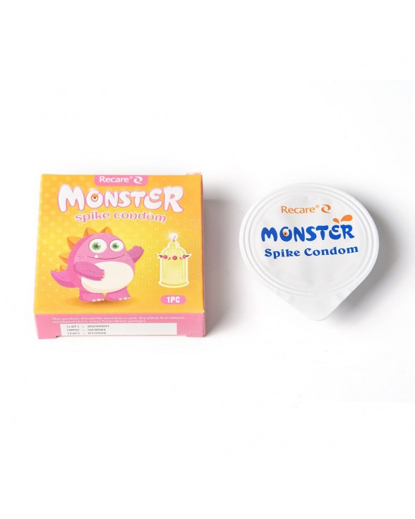 Презерватив з кульками та вусиками Recare Pink Monster Spike Condom - 3