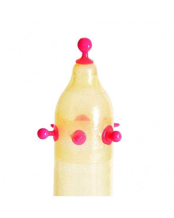 Презерватив з кульками та вусиками Recare Pink Monster Spike Condom - 1