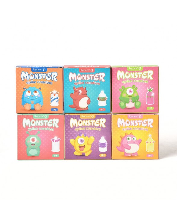 Презерватив з кульками та вусиками Recare Pink Monster Spike Condom - 7