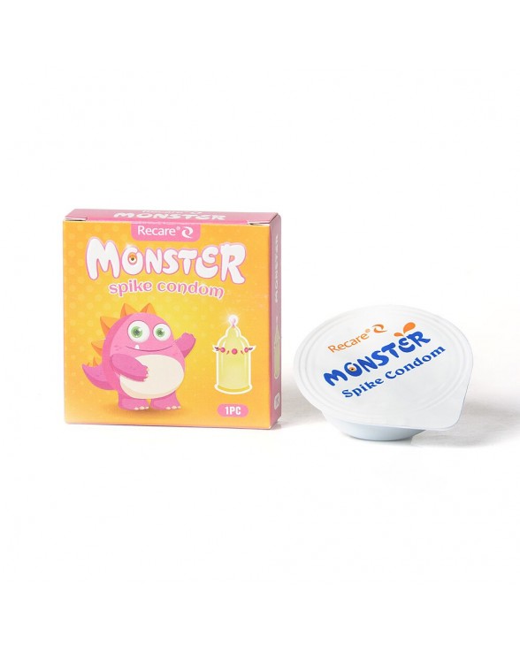 Презерватив з кульками та вусиками Recare Pink Monster Spike Condom - 2
