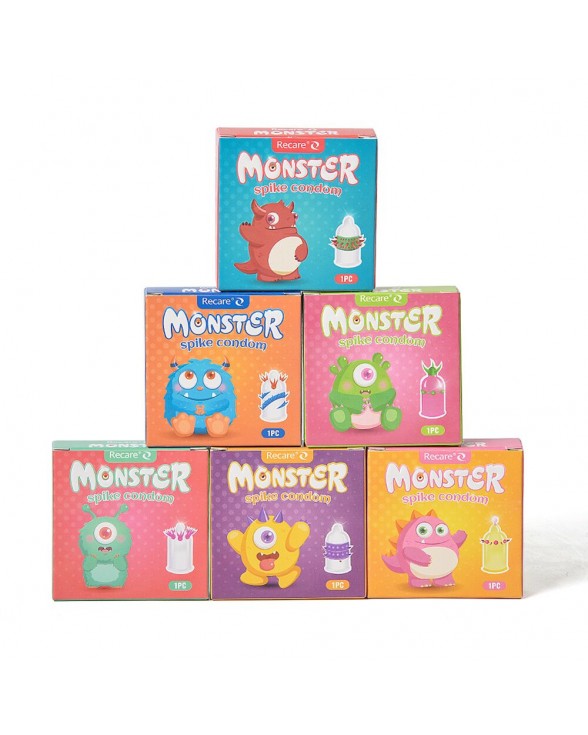 Презерватив з кульками та вусиками Recare Pink Monster Spike Condom - 9