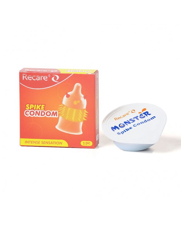 Презерватив с усиками и шипами Recare Spike Condom Orange - 2
