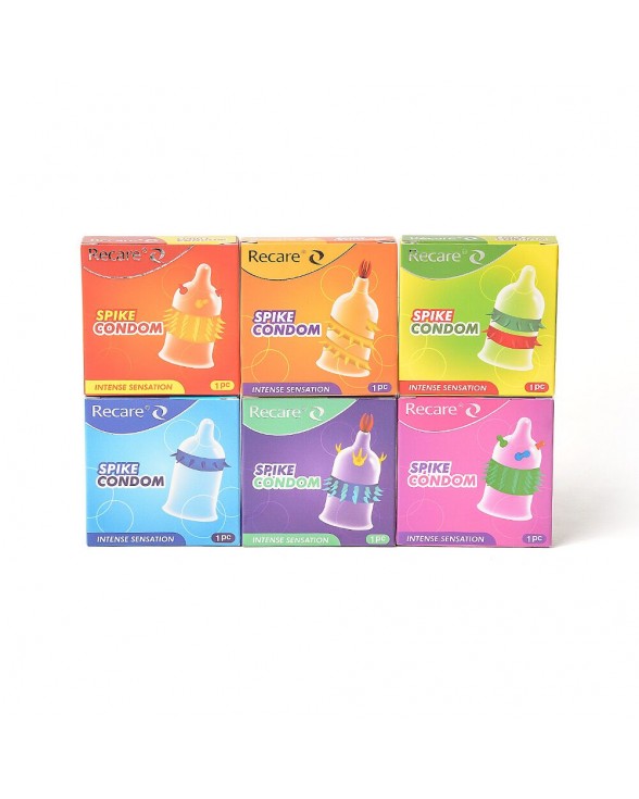 Презерватив с усиками и шипами Recare Spike Condom Orange - 8