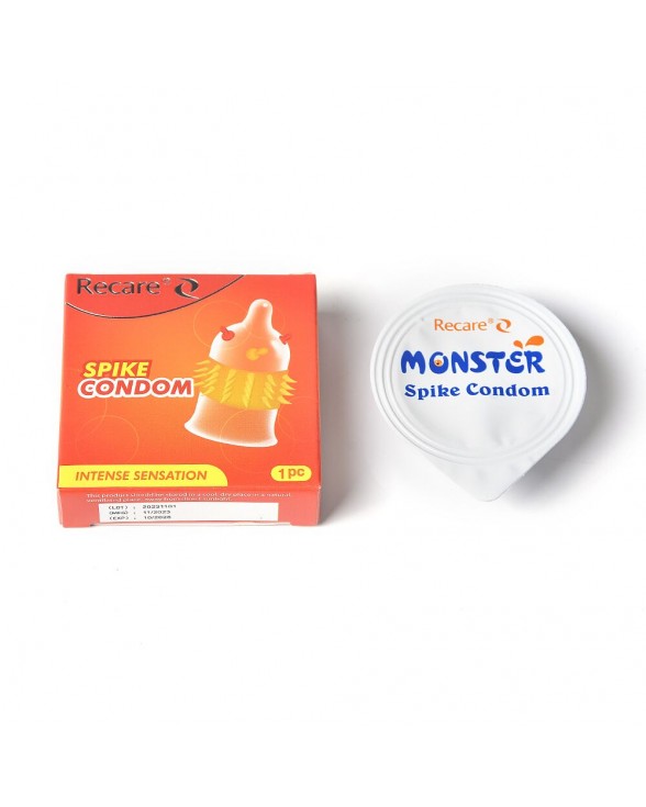 Презерватив с усиками и шипами Recare Spike Condom Orange - 3