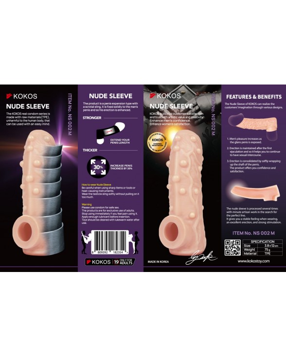 Насадка на член Kokos Nude Sleeve NS 002, розмір S - 4