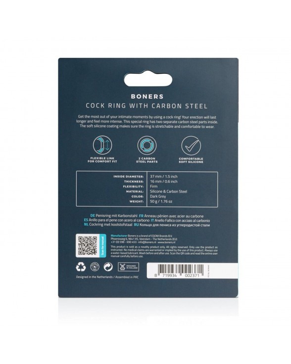 Ерекційне кільце Boners Cock Ring With Carbon Steel - 3