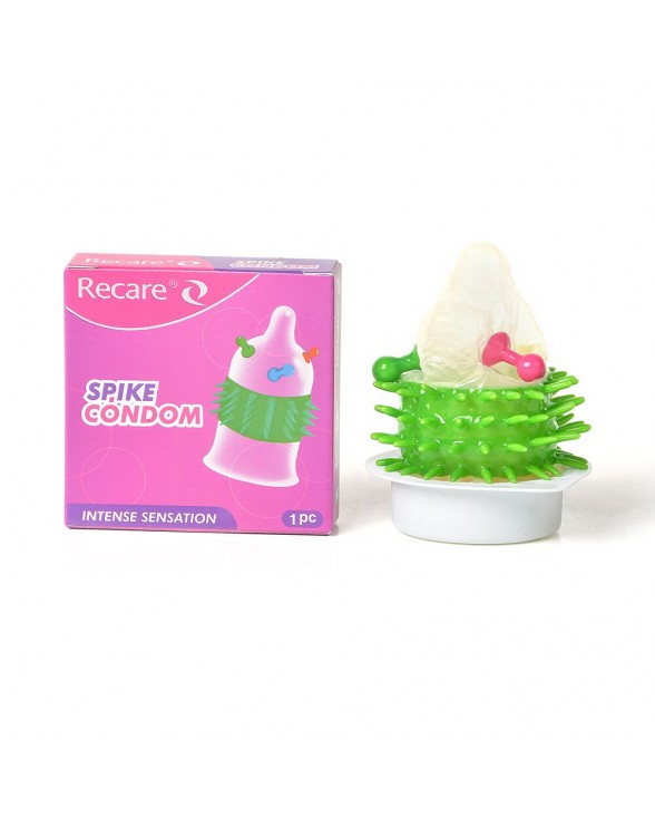 Презерватив з кульками та рядами шипів Recare Spike Condom Pink