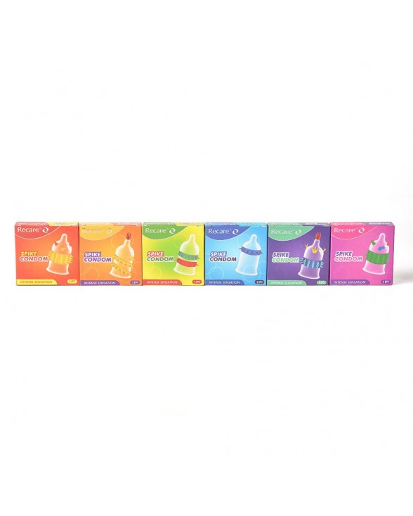Презерватив з кульками та рядами шипів Recare Spike Condom Pink - 9