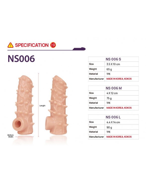 Насадка на член Kokos Nude Sleeve NS 006, розмір S - 3