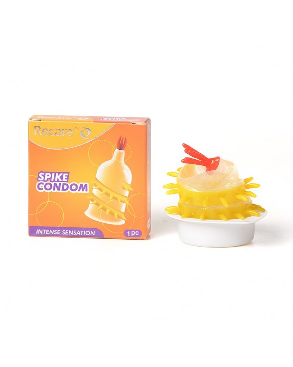 Презерватив с усиками и спиралью шипов Recare Spike Condom Yellow