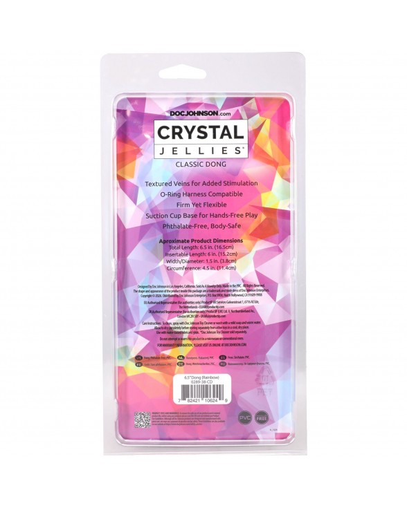 Ділдо Doc Johnson Crystal Jellies - 6.5 Inch Classic Dong - Rainbow - 5