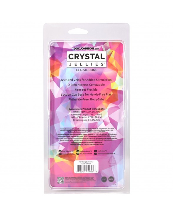 Ділдо Doc Johnson Crystal Jellies - 7.5 Inch Classic Dong - Rainbow - 5