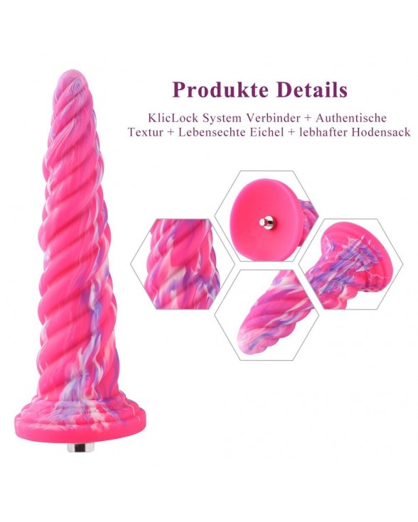 Фантазійний фалоімітатор 10.12″ для секс-машин Hismith Silicone Dildo rose Monster Series, KlicLok - 1