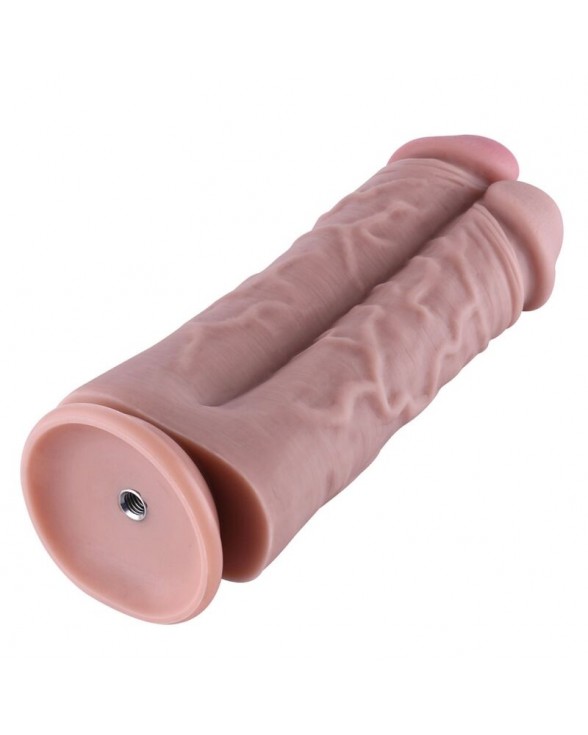 Подвійний дилдо для секс-машин Hismith 8.5″ Two Cocks One Hole Silicone Dildo - 4