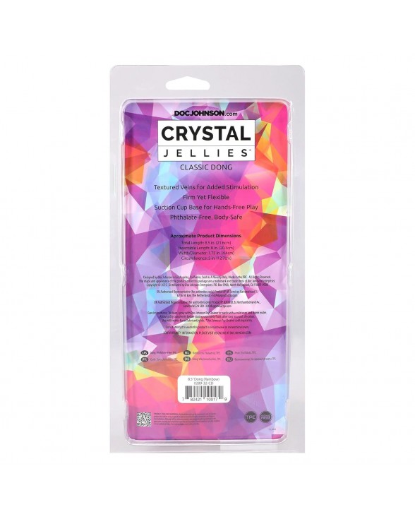 Ділдо Doc Johnson Crystal Jellies - 8.5 Inch Сlassic Dong - Rainbow - 5