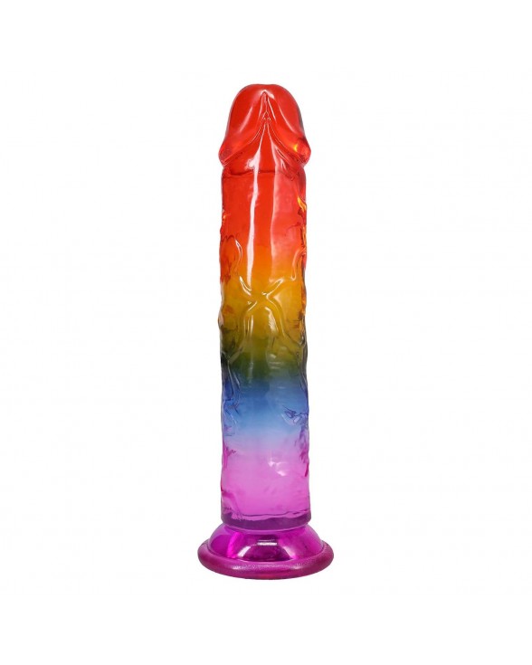 Ділдо Doc Johnson Crystal Jellies - 8.5 Inch Сlassic Dong - Rainbow - 3