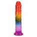 Ділдо Doc Johnson Crystal Jellies - 8.5 Inch Сlassic Dong - Rainbow - 3