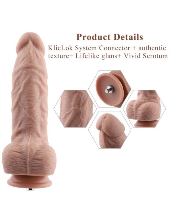 Гнучкий фалоімітатор для секс-машин Hismith 9.25″ Silicone Dildo, система KlicLok - 1