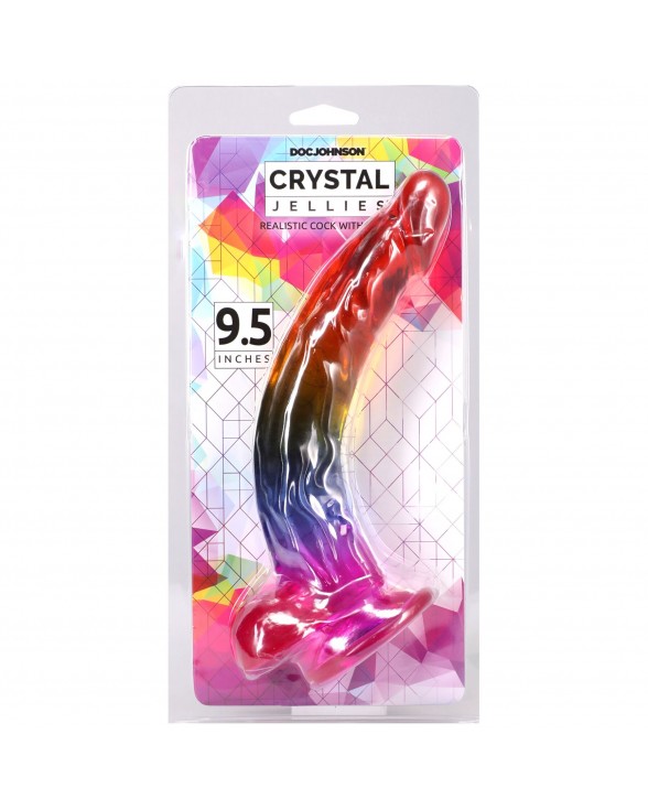 Фаллоимитатор Doc Johnson Crystal Jellies - 9.5 Inch Dildo - Rainbow - 4