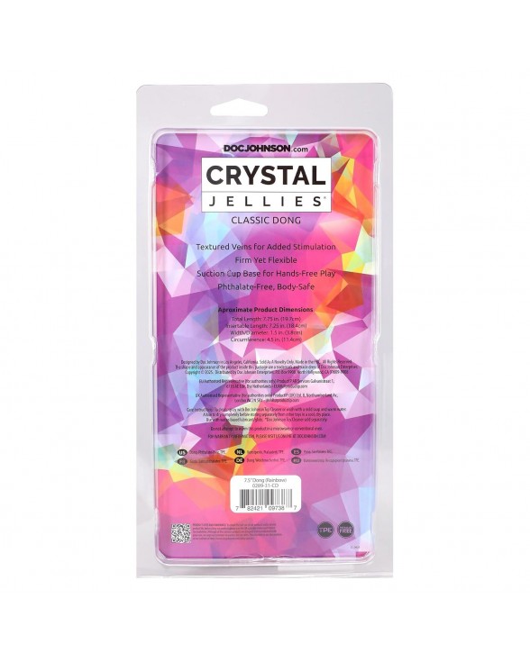Ділдо Doc Johnson Crystal Jellies - 7.5 Inch Dong - Rainbow - 5