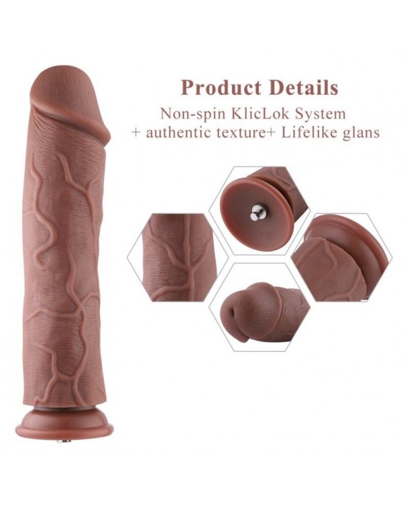 Силіконовий фалоімітатор для секс-машин Hismith 11″ Silicone Dildo, система KlicLok - 1