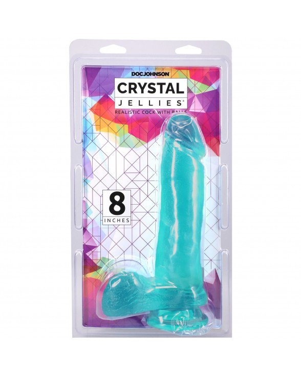 Фаллоимитатор Doc Johnson Crystal Jellies - 8 Inch Realistic Cock with Balls- Teal - 3