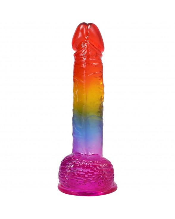 Фалоімітатор Doc Johnson Crystal Jellies - Realistic cock with balls 8.5 Inch - Rainbow - 2