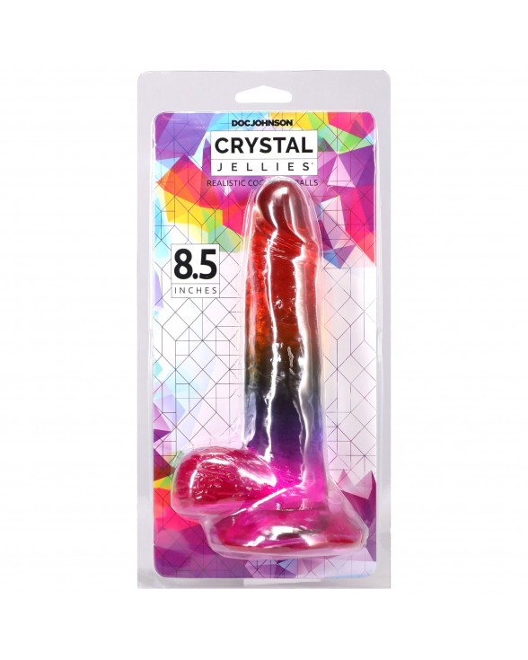 Фалоімітатор Doc Johnson Crystal Jellies - Realistic cock with balls 8.5 Inch - Rainbow - 4