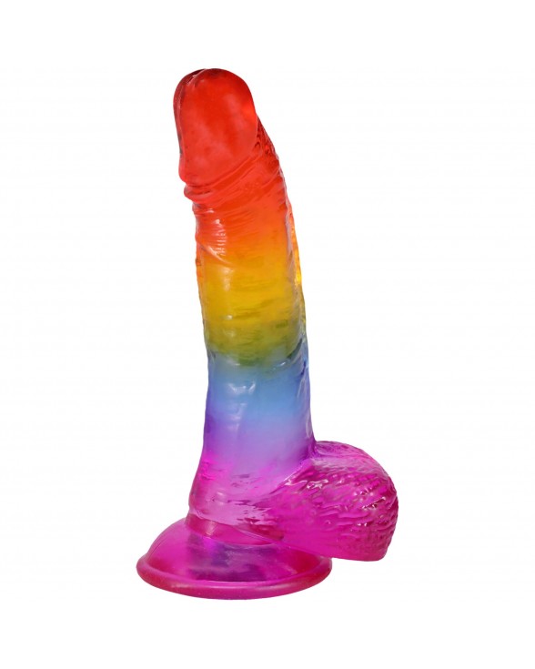 Фалоімітатор Doc Johnson Crystal Jellies - Realistic cock with balls 8.5 Inch - Rainbow - 1