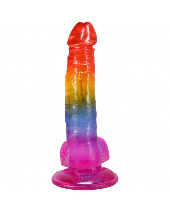 Фалоімітатор Doc Johnson Crystal Jellies - Realistic cock with balls 8.5 Inch - Rainbow - 3