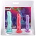 Набір фалоімітаторів Doc Johnson Crystal Jellies - Dong Starter Set - Purple, Pink, Green - 14