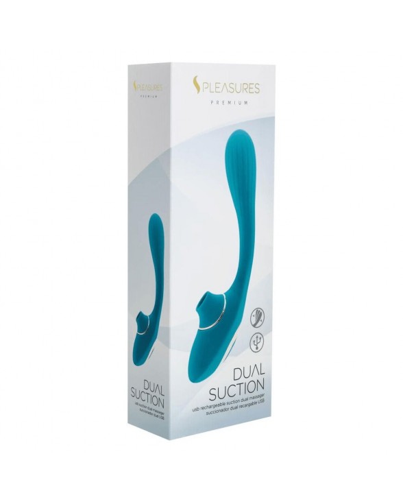 Вибратор S Pleasures Dual Suction - Turquoise - 4