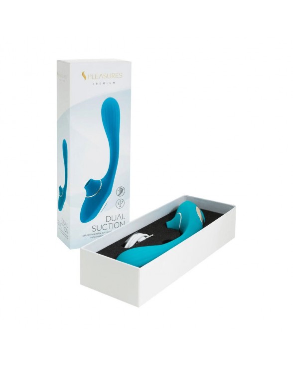 Вибратор S Pleasures Dual Suction - Turquoise - 3