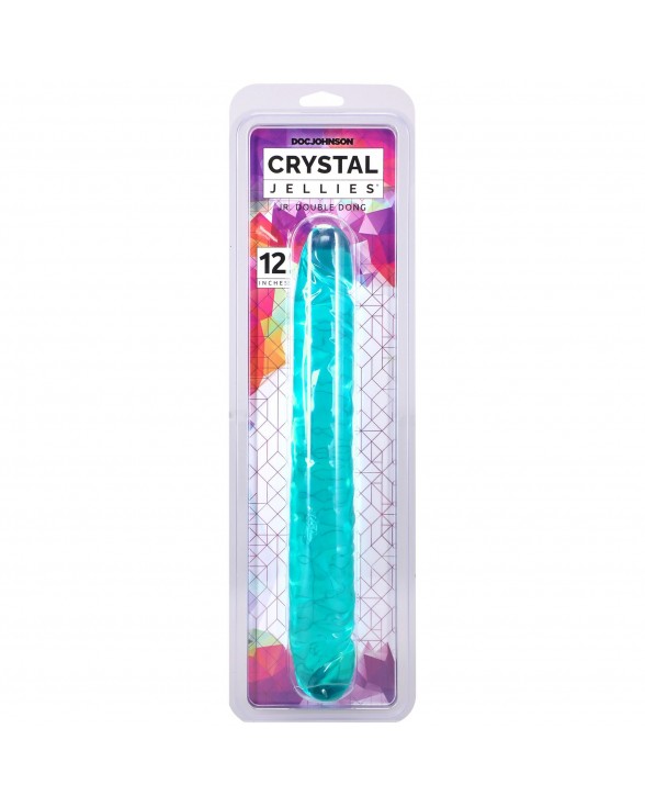 Фалоімітатор двосторонній Doc Johnson Crystal Jellies 12" Jr. Double Dong Teal - 1