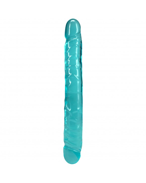 Фалоімітатор двосторонній Doc Johnson Crystal Jellies 12" Jr. Double Dong Teal