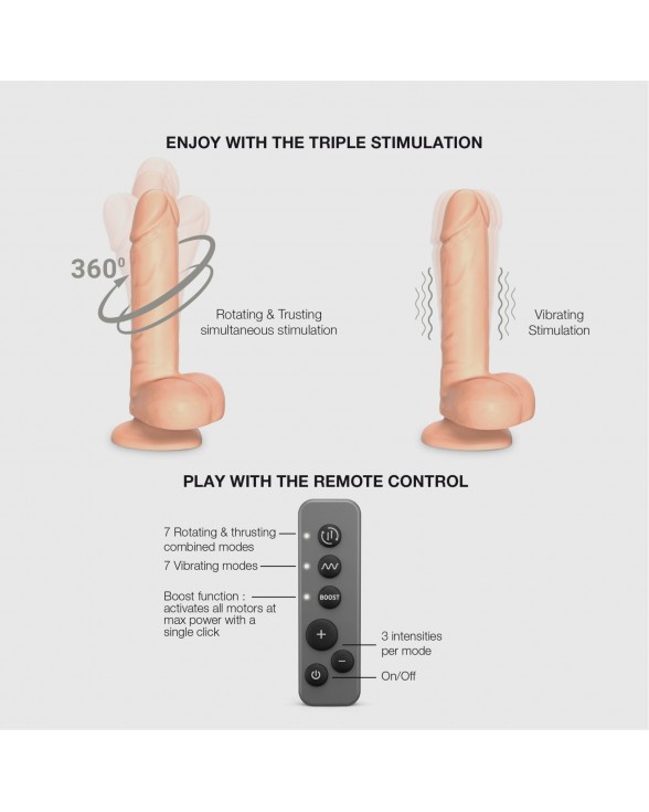 Фалоімітатор з вібрацією і ротацією Strap-On-Me Rotating & Vibrating Realistic Dildo - L - Vanilla - 1