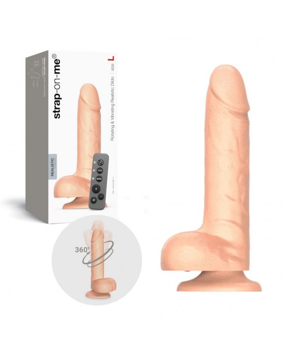 Фалоімітатор з вібрацією і ротацією Strap-On-Me Rotating & Vibrating Realistic Dildo - L - Vanilla