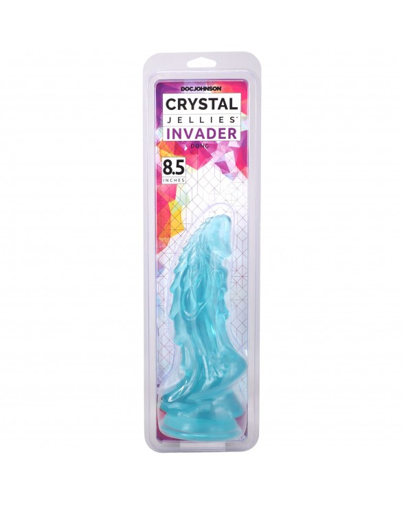 Фентезійний фалоімітатор Doc Johnson Crystal Jellies - Invader Dong 8.5 Inch - Teal - 4