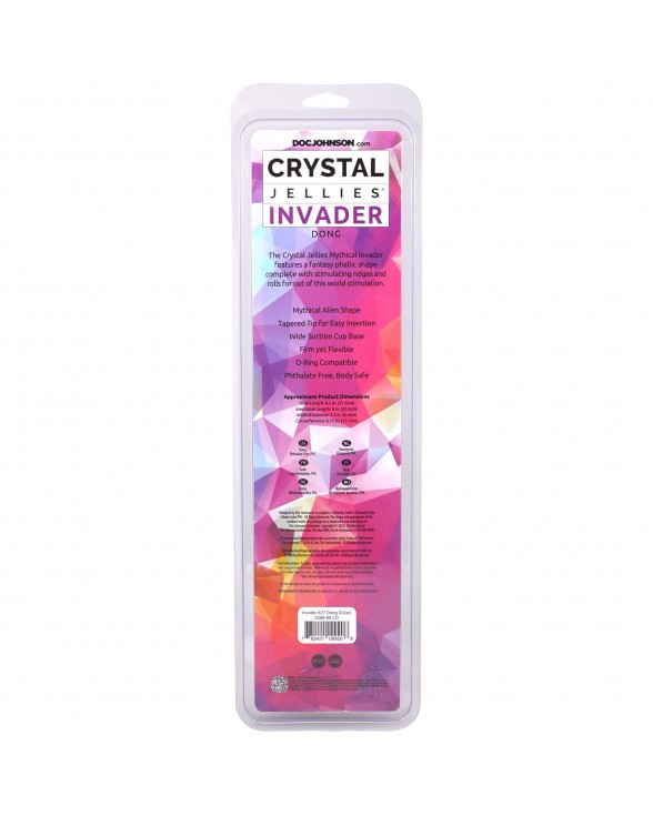 Фэнтезийный фаллоимитатор Doc Johnson Crystal Jellies - Invader Dong 8.5 Inch - Clear - 5