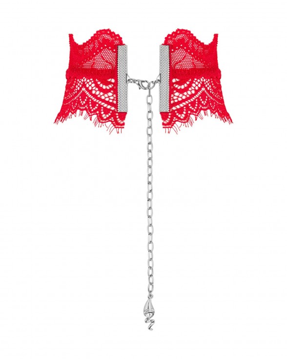 Широкий мереживний чокер Obsessive Bergamore choker, red - 1
