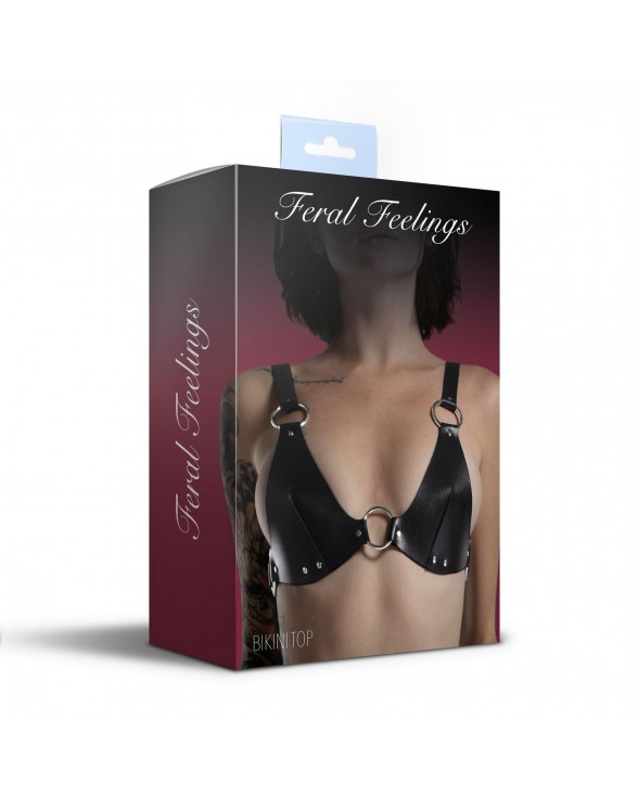 Ліф з натуральної шкіри Feral Feelings - Bikini Top Black - 3