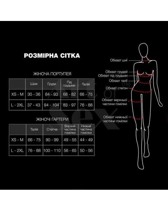 Гартеры украшены кольцами Art of Sex - Geneva, Натуральная кожа, Размер L-2XL - 3