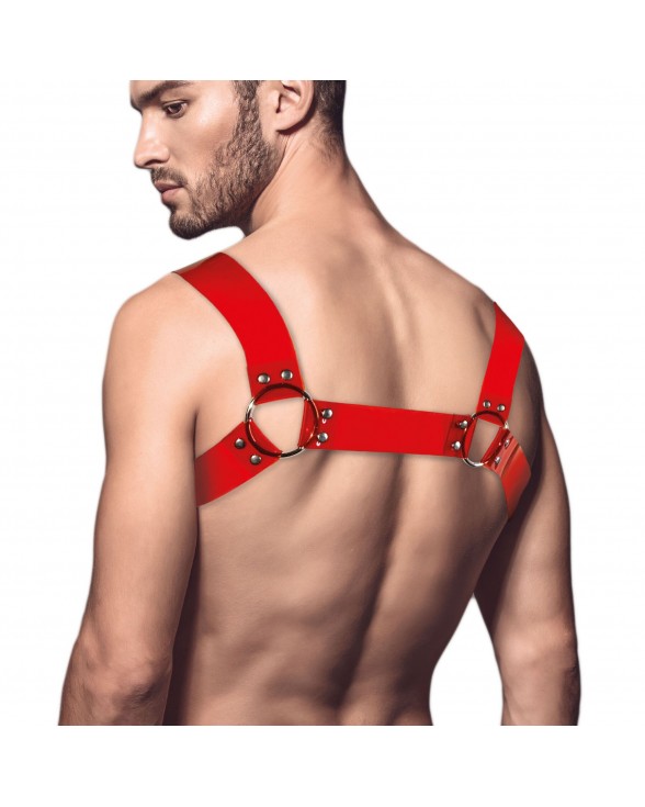 Чоловіча портупея на груди Feral Feelings - Bulldog Harness Red Trasparent - 1