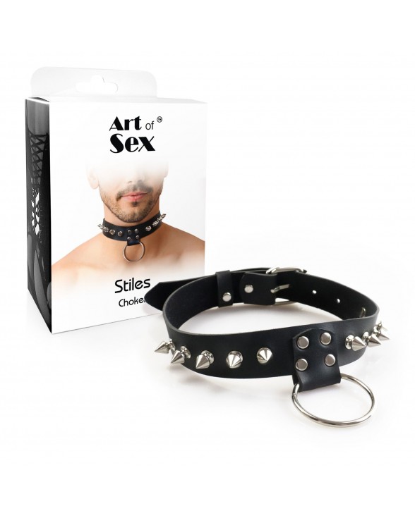 Чоловічий чокер з шипами Art of Sex - Stiles Leather and Spikes - 3