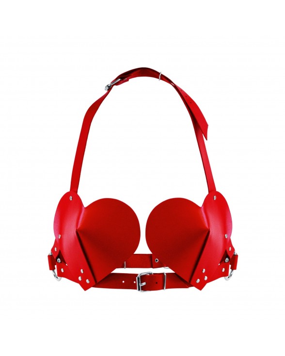 Лиф Сердце из натуральной кожи Feral Feelings - Hearts Bra Red