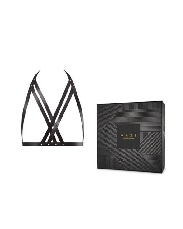 Портупея Bijoux Indiscrets MAZE - Halter Bra Harness Black - 1