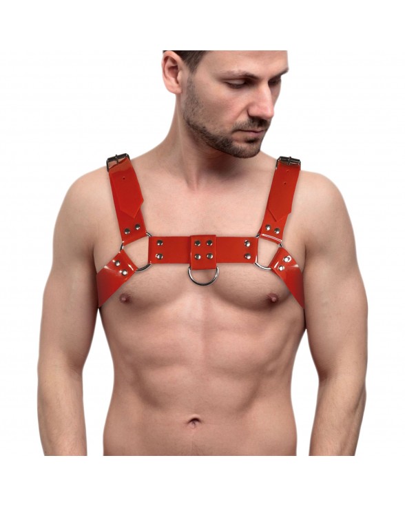 Чоловіча портупея на груди Feral Feelings - Bulldog Harness Red