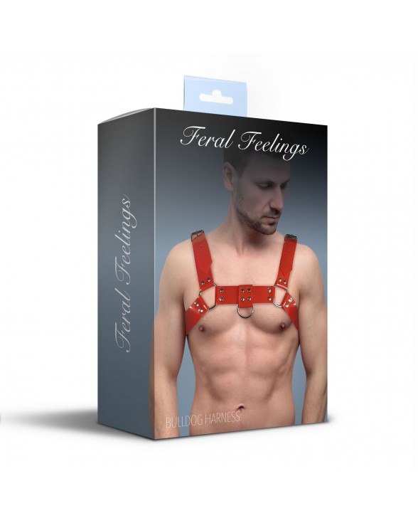 Чоловіча портупея на груди Feral Feelings - Bulldog Harness Red - 2