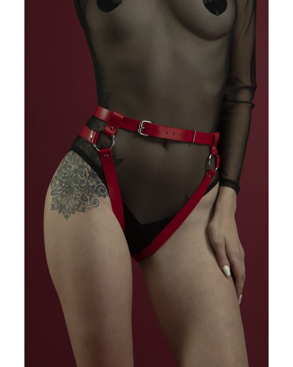 Гартеры Feral Feelings - Belt Briefs, трусики, натуральная кожа, цвет красный