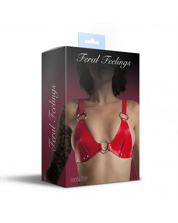 Лиф из натуральной кожи Feral Feelings - Bikini Top Red - 3